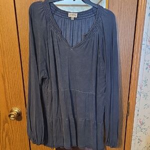Wonderly Slate Blue Long Sleeve Blouse